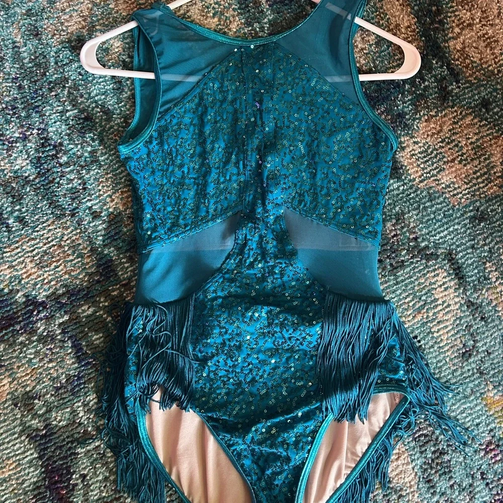 Teal Sequin Fringe Dance Costume - Brand - Picture 2 of 5
